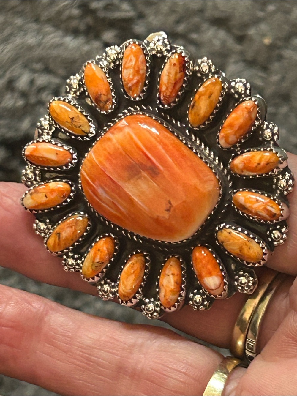 Native Spiny Oyster Cluster Statement Ring Adjustable